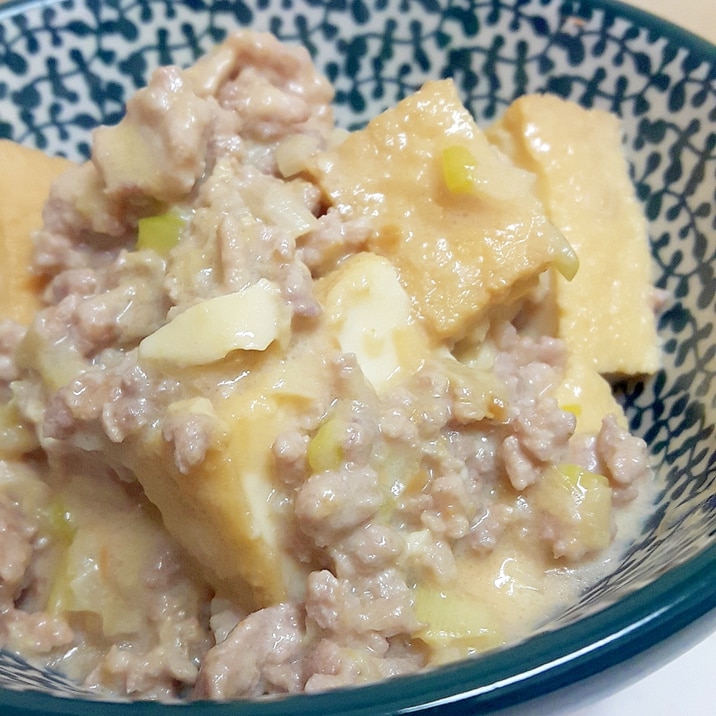 簡単!(^^)厚揚げと豚ひき肉の味噌&豆乳煮♪